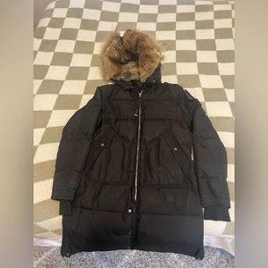 Parajumpers Black Puffer Jacket with Fur Hood